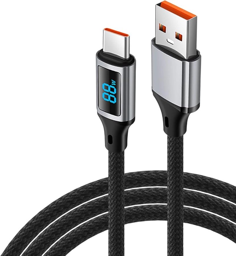 USB C Cable 60W Fast Charging Nylon Braided with LED Power Display for Laptop Phone Tablet - Image 3